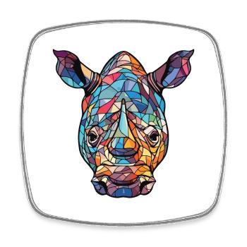 Nashorn buntes Aquarell Tier Haustier Illustration - Viereckiger Kühlschrankmagnet - Weiß - Vorne