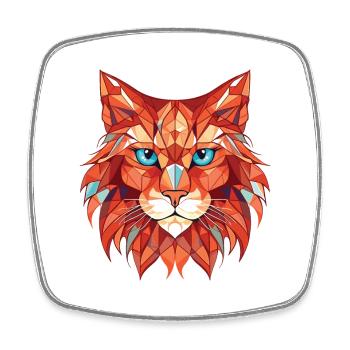 Red Maine Coon Cat Colorful Watercolor Animal Pet - Square fridge magnet - white - Front