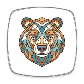 Siberian Brown Bear Colorful Watercolor Animal - Square fridge magnet - white - Front