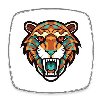 Snarling Grin Leopard Colorful Watercolor Animal - Square fridge magnet - white - Front