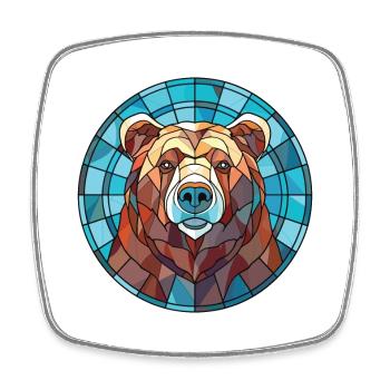 Bear Colorful Watercolor Animal Pet Illustration - Square fridge magnet - white - Front