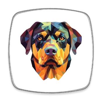 Rottweiler Chien Aquarelle Colorée Animal Cartoon - Magnet carré - blanc - Devant