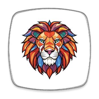 Roaring Lion Colorful Watercolor Animal Cartoon - Square fridge magnet - white - Front