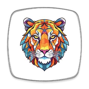 Tiger Buntes Aquarell Tier Haustier Illustration - Viereckiger Kühlschrankmagnet - Weiß - Vorne