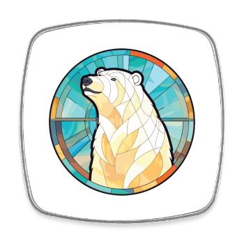 Polar Bear Colorful Watercolor Animal Illustration - Square fridge magnet - white - Front
