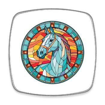 Pferd buntes Aquarell Tier Haustier Illustration - Viereckiger Kühlschrankmagnet - Weiß - Vorne