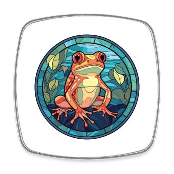 Frog Colorful Watercolor Animal Pet Illustration - Square fridge magnet - white - Front