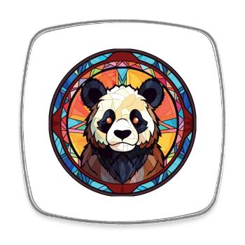 Panda Colorful Watercolor Animal Pet Illustration - Square fridge magnet - white - Front