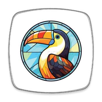 Toucan Colorful Watercolor Animal Pet Illustration - Square fridge magnet - white - Front