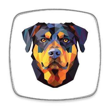 Rottweiler Chien Aquarelle Colorée Animal Cartoon - Magnet carré - blanc - Devant
