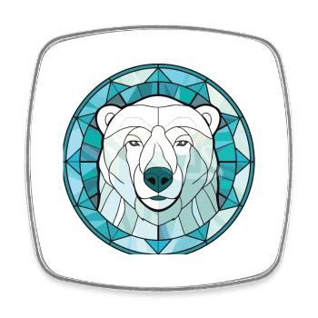 Polar Bear Colorful Watercolor Animal Illustration - Square fridge magnet - white - Front