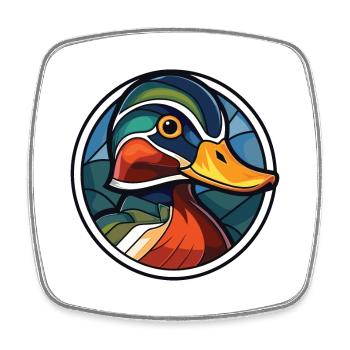 Mandarin Duck Colorful Watercolor Animal Cartoon - Square fridge magnet - white - Front