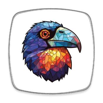 Crow Colorful Watercolor Animal Pet Illustration - Square fridge magnet - white - Front
