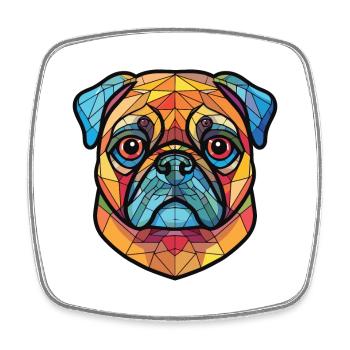 Mopshund bunte Aquarell-Tier-Illustration - Viereckiger Kühlschrankmagnet - Weiß - Vorne