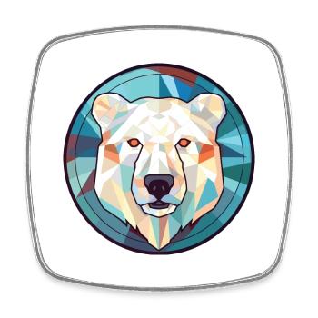Polar Bear Colorful Watercolor Animal Illustration - Square fridge magnet - white - Front