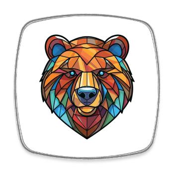 Bear Colorful Watercolor Animal Pet Illustration - Square fridge magnet - white - Front