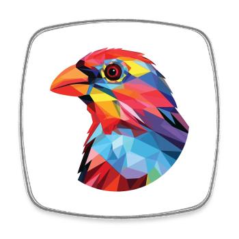 Finch Colorful Watercolor Animal Pet Illustration - Square fridge magnet - white - Front