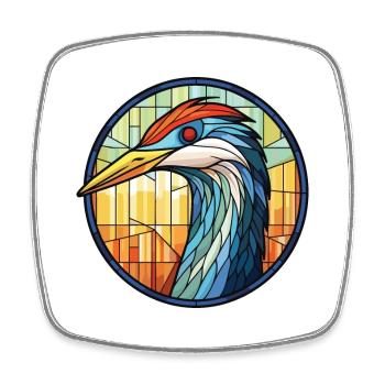 Reiher buntes Aquarell Tier Haustier Illustration - Viereckiger Kühlschrankmagnet - Weiß - Vorne