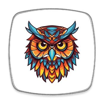 Owl Colorful Watercolor Animal Pet Illustration - Square fridge magnet - white - Front