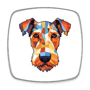 Airedale Terrier Hund Buntes Aquarell Tier - Viereckiger Kühlschrankmagnet - Weiß - Vorne