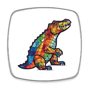 Crocodile Colorful Watercolor Animal Illustration - Square fridge magnet - white - Front