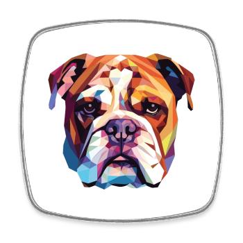 Englische Bulldogge Hund buntes Aquarelltier - Viereckiger Kühlschrankmagnet - Weiß - Vorne