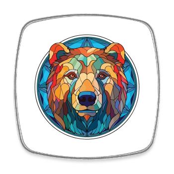 Bear Colorful Watercolor Animal Pet Illustration - Square fridge magnet - white - Front