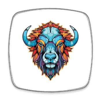 Buffalo Colorful Watercolor Animal Illustration - Square fridge magnet - white - Front