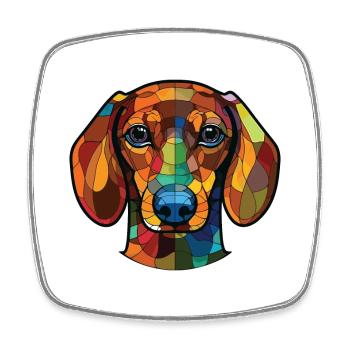 Dackelhund Buntes Aquarell Tier Cartoon - Viereckiger Kühlschrankmagnet - Weiß - Vorne