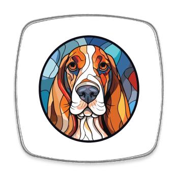 Basset Hound Chien Aquarelle Colorée Animal De Compagnie - Magnet carré - blanc - Devant