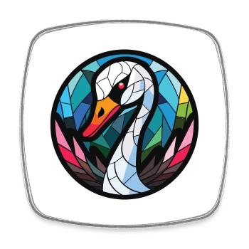 Schwarzer Schwan Buntes Aquarell Tier Illustration - Viereckiger Kühlschrankmagnet - Weiß - Vorne