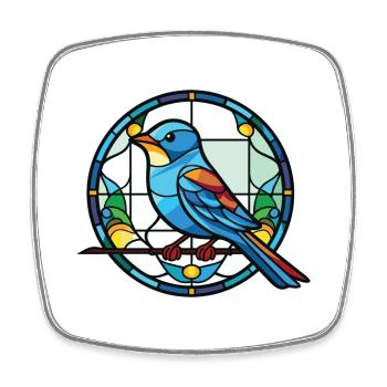 Blue Bird Colorful Watercolor Animal Illustration - Square fridge magnet - white - Front