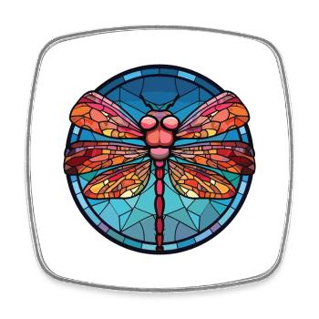 Dragonfly Colorful Watercolor Animal Illustration - Square fridge magnet - white - Front