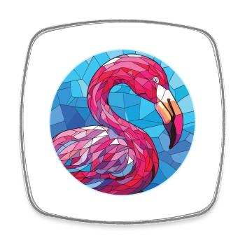 Flamingo Colorful Watercolor Animal Illustration - Square fridge magnet - white - Front
