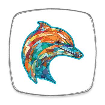 Dolphin Colorful Watercolor Animal Illustration - Square fridge magnet - white - Front
