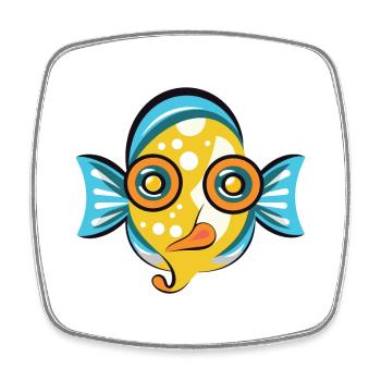 Flounder Fish Colorful Watercolor Animal Cartoon - Square fridge magnet - white - Front