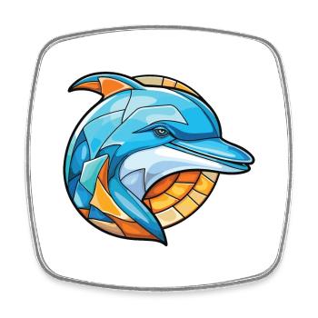 Dolphin Colorful Watercolor Animal Illustration - Square fridge magnet - white - Front