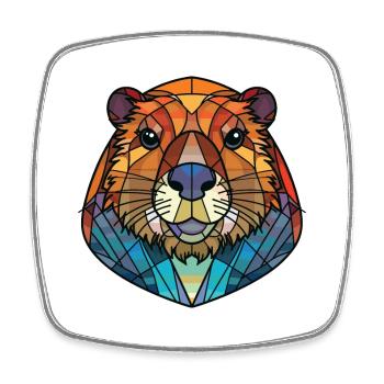 Groundhog Colorful Watercolor Animal Illustration - Square fridge magnet - white - Front