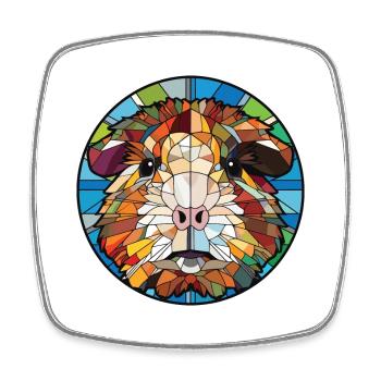 Guinea Pig Colorful Watercolor Animal Illustration - Square fridge magnet - white - Front