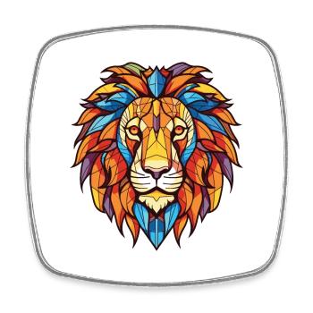 Lion Colorful Watercolor Animal Pet Illustration - Square fridge magnet - white - Front