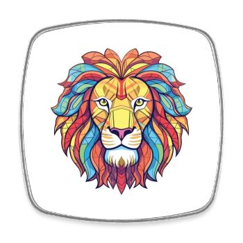 Lion Colorful Watercolor Animal Pet Illustration - Square fridge magnet - white - Front