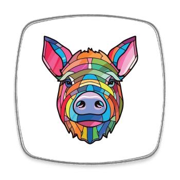 Cochon Aquarelle Colorée Animal Illustration D’animaux De Compagnie - Magnet carré - blanc - Devant