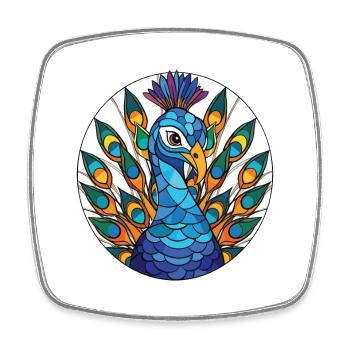 Pfau Buntes Aquarell Tier Illustration - Viereckiger Kühlschrankmagnet - Weiß - Vorne