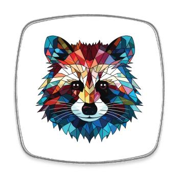 Raccoon Colorful Watercolor Animal Illustration - Square fridge magnet - white - Front