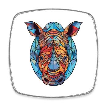 Nashorn bunte Aquarell-Tier-Haustier-Illustration - Viereckiger Kühlschrankmagnet - Weiß - Vorne