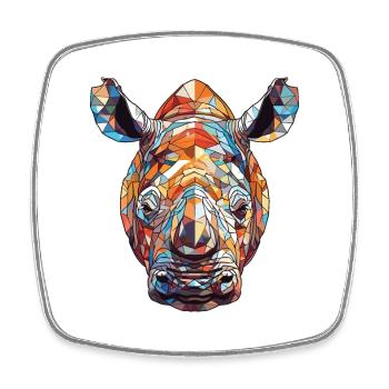 Nashorn buntes Aquarell Tier Illustration - Viereckiger Kühlschrankmagnet - Weiß - Vorne