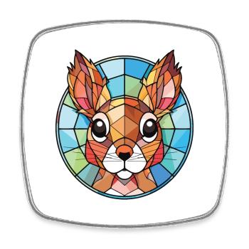 Squirrel Colorful Watercolor Animal Illustration - Square fridge magnet - white - Front