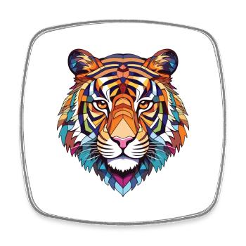 Tiger Buntes Aquarell Tier Haustier Illustration - Viereckiger Kühlschrankmagnet - Weiß - Vorne