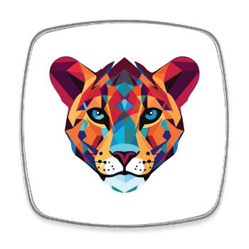 Cheetah Colorful Watercolor Animal Illustration - Square fridge magnet - white - Front