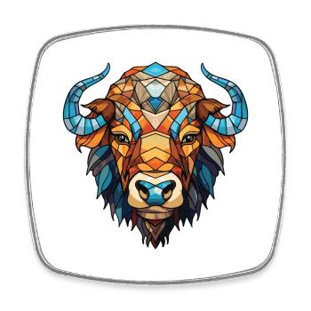 Buffalo Colorful Watercolor Animal Illustration - Square fridge magnet - white - Front